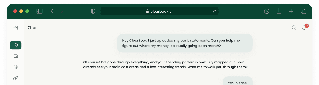 ClearBook chat interface